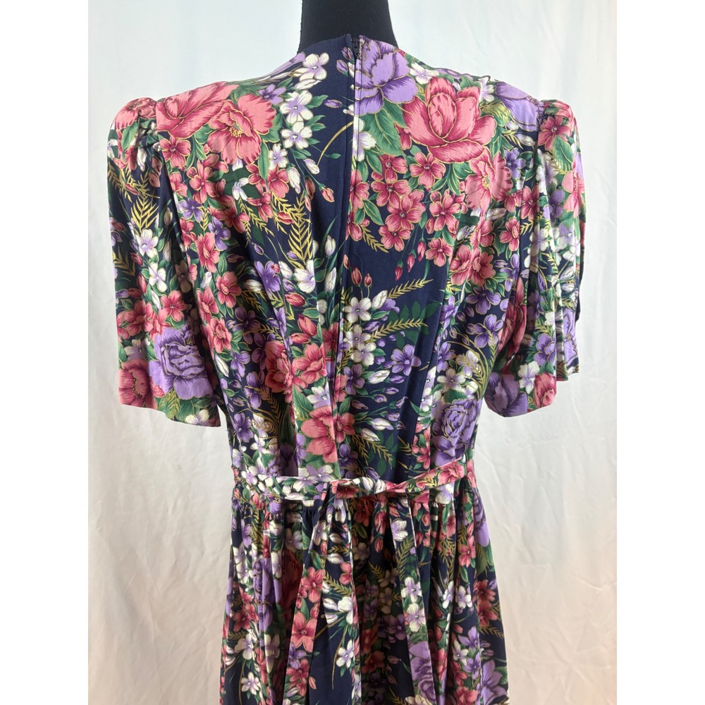 Sweet Reason Vintage Floral Midi Dress Lace Collar Pearl Buttons Navy Plus 22W - Picture 15 of 16